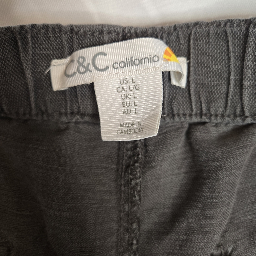 🖤 C&C California Linen Blend Shorts Dark Gray Size Large - Picture 3 of 5